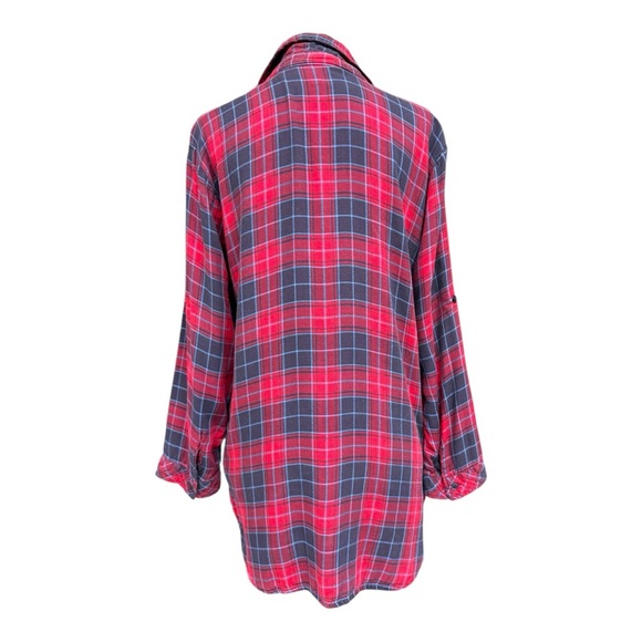 Hester & Orchard Red Navy Plaid Button Front Shirt Size Medium EUC - Picture 6 of 12